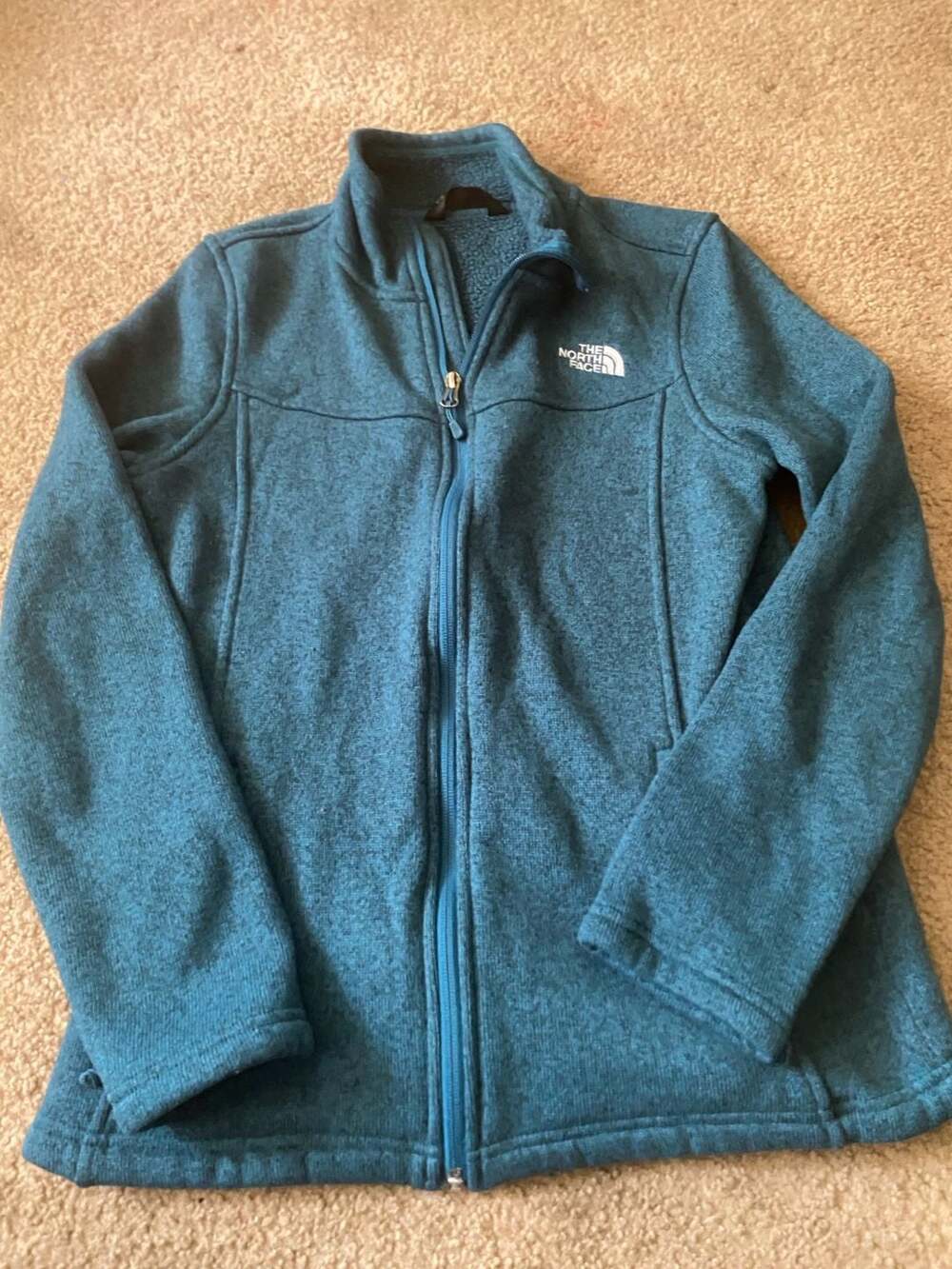 The North Face Fleece Full Zip Jacket Size L Teal Blue